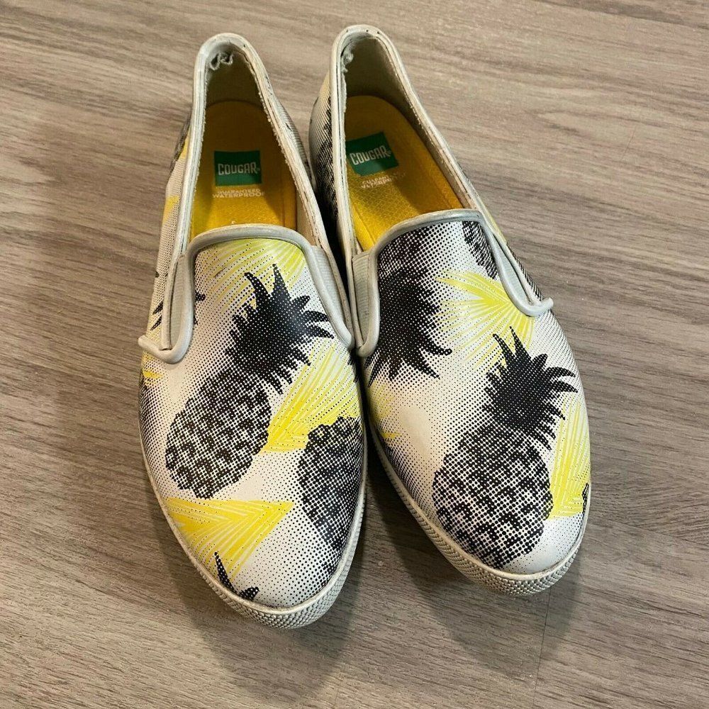 Cougar Womens Samba Rain White Pineapple Waterproof Slip On Comfort Shoes Size 9